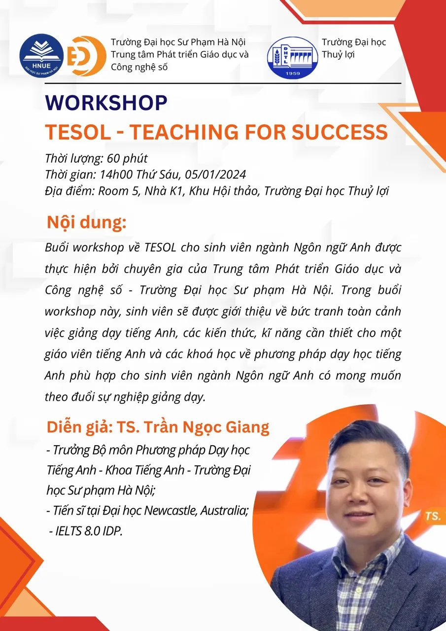 WORKSHOP TESOL – TEACHING FOR SUCCESS